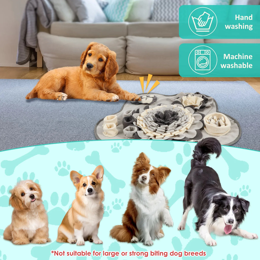 Fleece Snuffle Mat with Squeaker for Dogs, Rectangle or Square