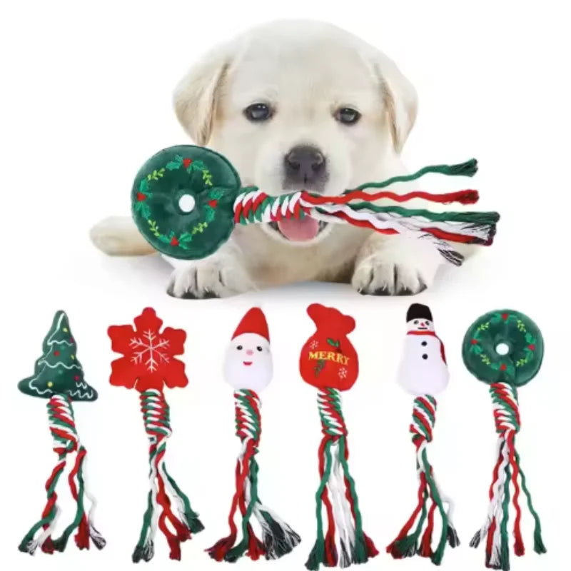 Interactive Squeaky Cotton Rope Knot Chew Toy for Dogs Cute Puppy Molar Bite Funny Pet Supplies Gift