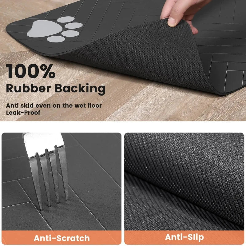 Pet Feeding Mat-Absorbent Pet Placemat for Food and Water Bowl with Waterproof Rubber Backing Quick Dry Water Mat for Dog Cat