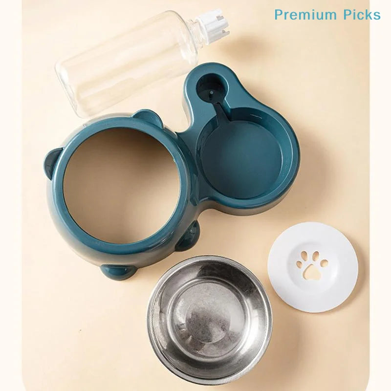 portable2 In 1 Pet Feeding Bowl Set With Automatic Water Dispenser For Small Dogs Cats