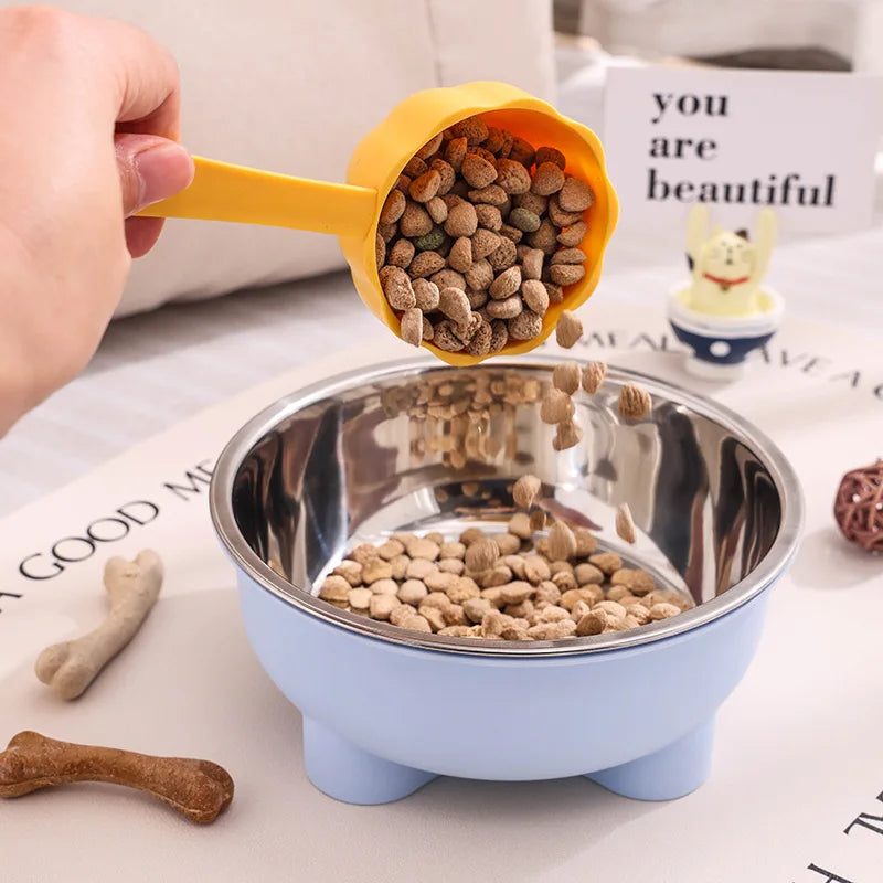 1PC Four-Legged Solid Color Stainless Steel Pet Dog Bowl And Cat Bowl For Indoor And Outdoor Use