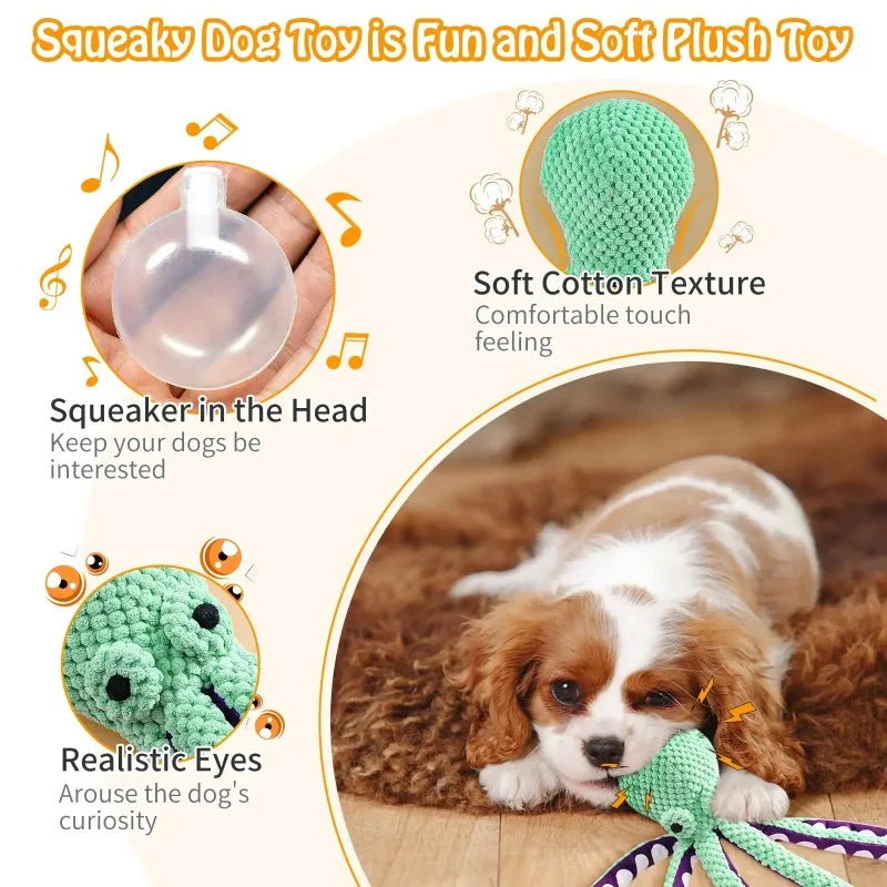 Squeaky Fleece Octopus Toy for Small & Large Dogs