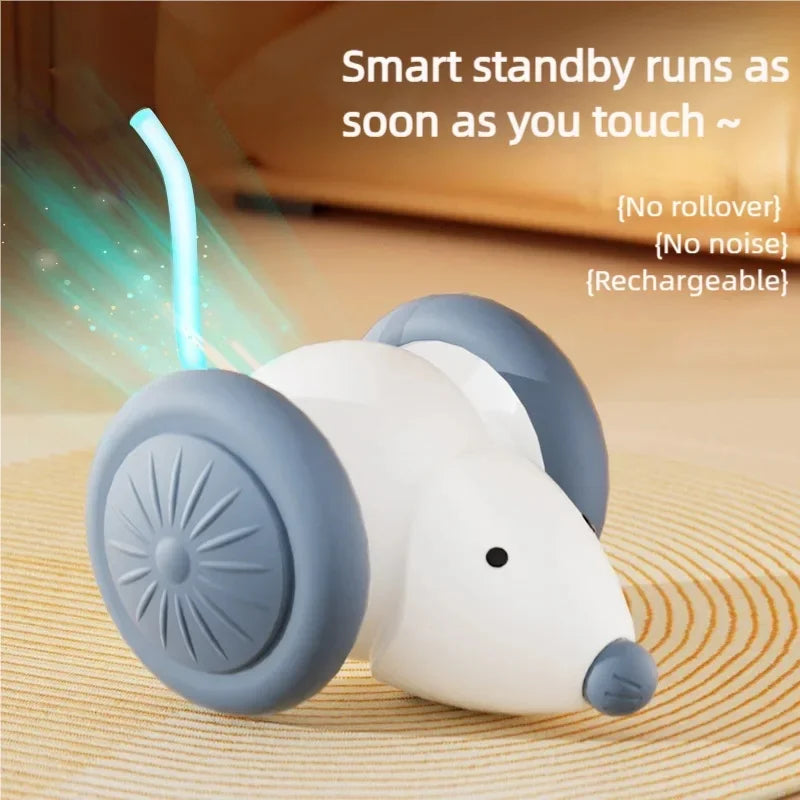Electric Mouse Car Interactive Cat Toy Automatic Teaser Rechargeable Intelligent Obstacle Avoidance Kitten Pet Toys
