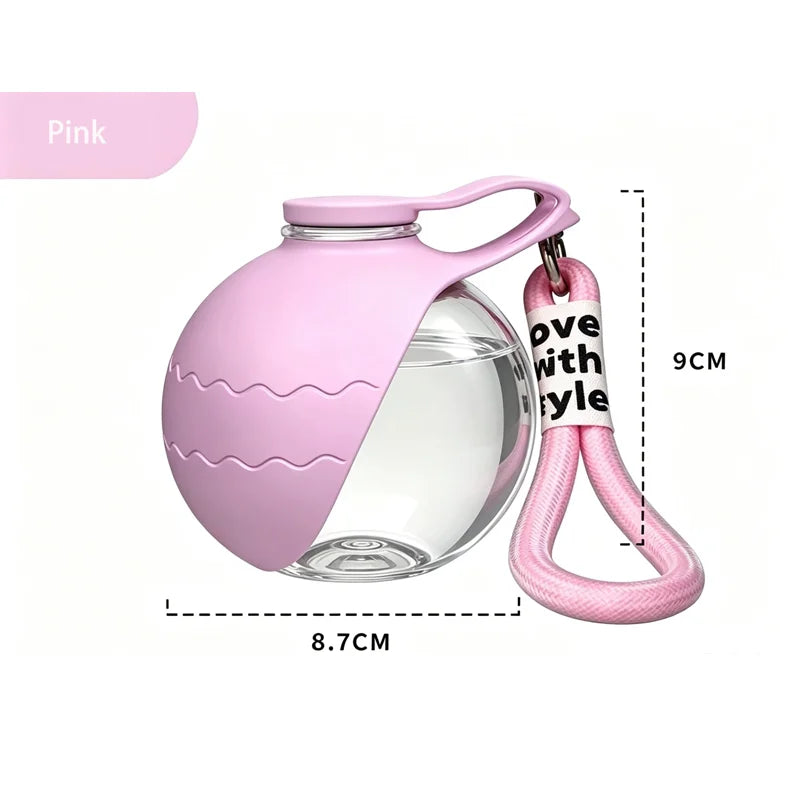 Spherical Portable Pet Dog Water Bottle PET With Foldable Silicone Bowl Reflow Water Dispenser For Walking Hiking Camping