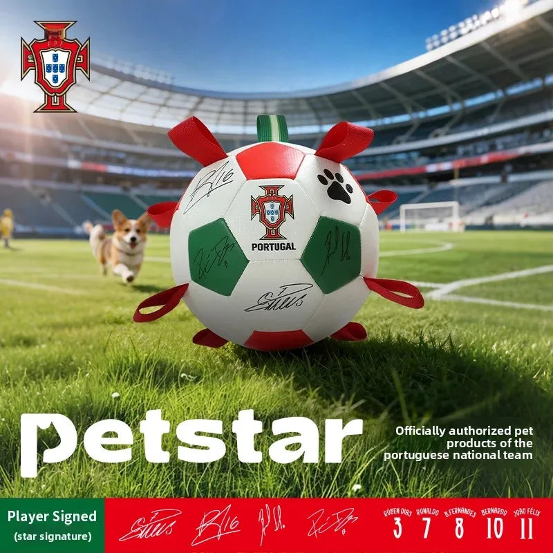 Portugal National Football Team FPF Interactive Pet Soccer Toy with Grab Dog Bite Chew Ball Pet Accessories for Outdoor Training