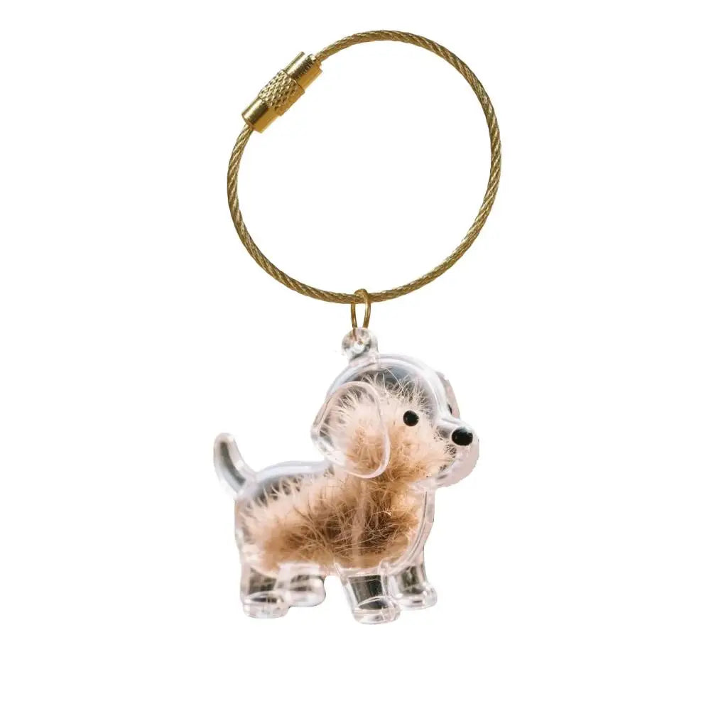 Clear Pet Fur Keepsake Capsule Keychain in Ten Styles