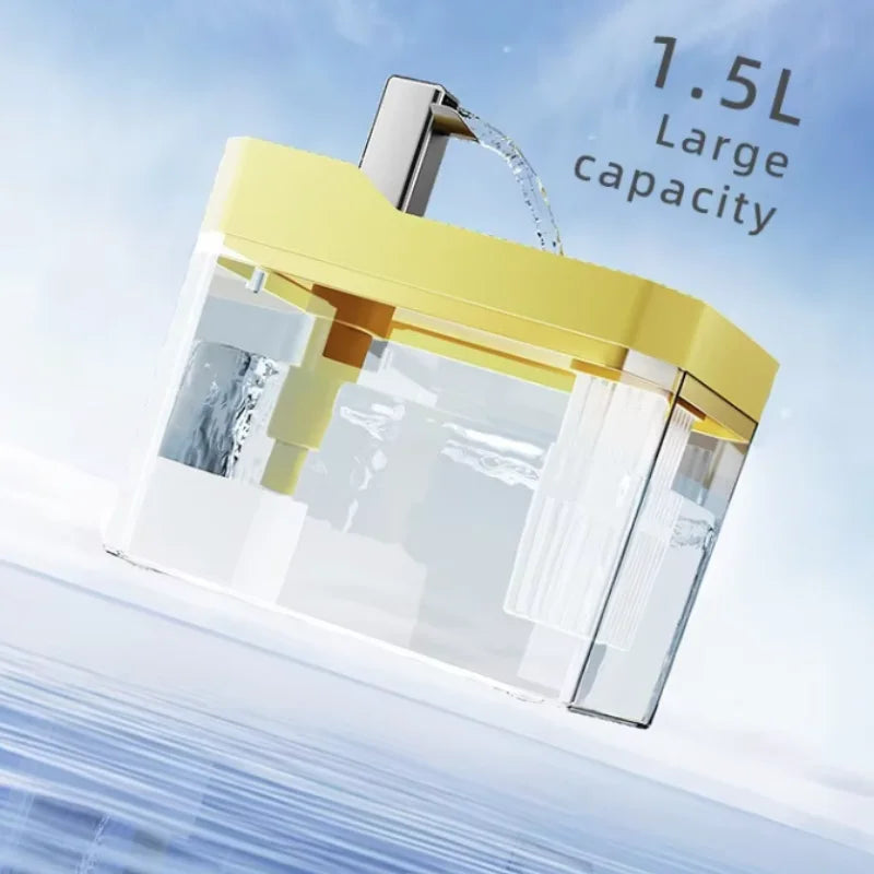 T USB Cat Water Fountain with Auto Filter Transparent Anti-Dry Burning Recirculating Dispenser Includes Pump for Cats