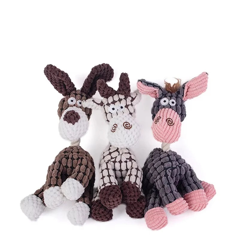 Dog Sounding Toy Molar Training Decompress Interactive Bite Resistant Donkey Shape Plush Toys Pet Dog Supplies