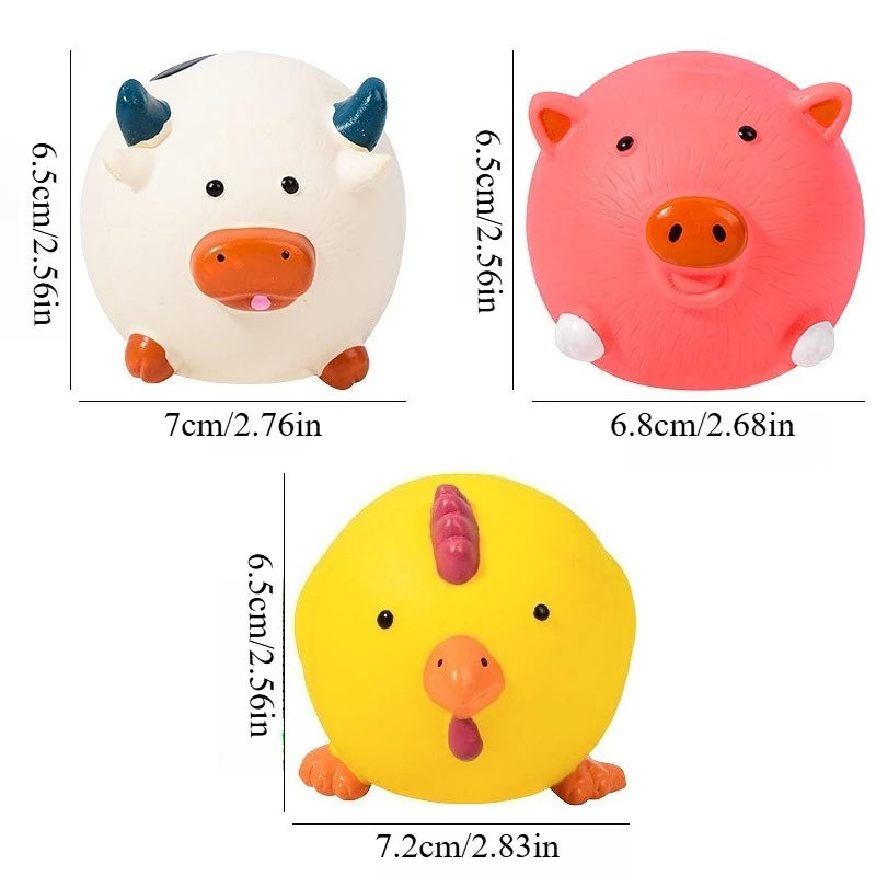 Pet Latex Molar Chew Toy, Squeaky Pig Chicken Ox Head Shaped, Durable Safe Teeth Cleaning Toy for Dogs Pet Interactive Supplies