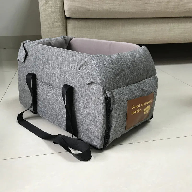 Center Console Dog Car Seat Bed & Carrier, Grey or Khaki