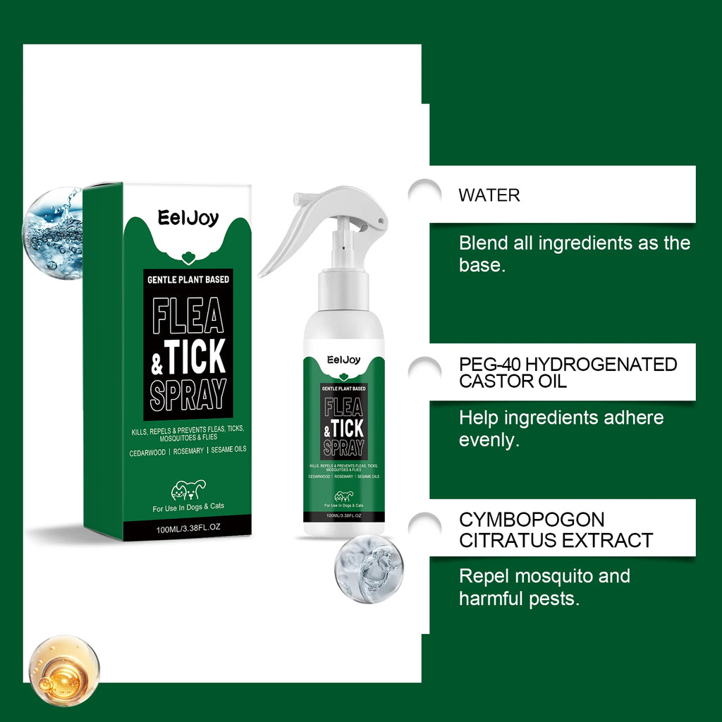 Pet Flea & Tick Spray Plant Extract Pet Repellent Spray for Cats and Dogs