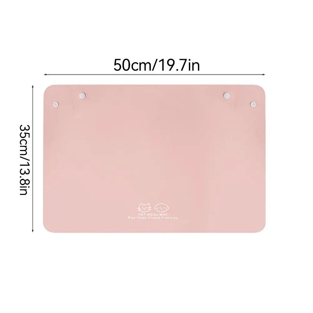 1PC Solid Color PU Leather Pet Feeding Mat Semi-enclosed Anti-spill Pet Placemat Waterproof Oilproof Pet Bowl Mat For Cat & Dog