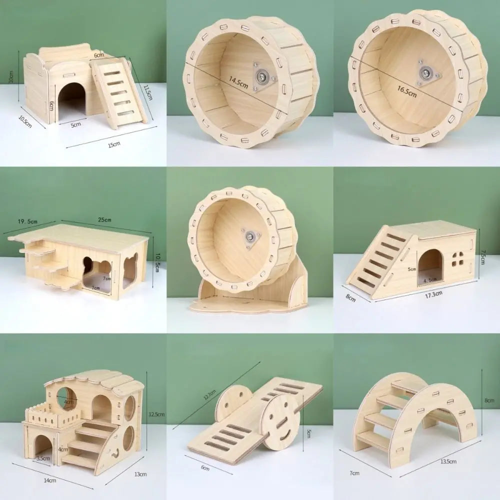New Wooden Hamster Villa Easy to Install Durable Seesaw Swing Chewable Cage Accessories Hamster Climb Toy Pet Supplies