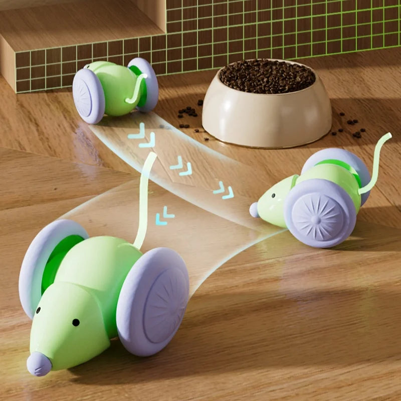 Electric Mouse Car Interactive Cat Toy Automatic Teaser Rechargeable Intelligent Obstacle Avoidance Kitten Pet Toys