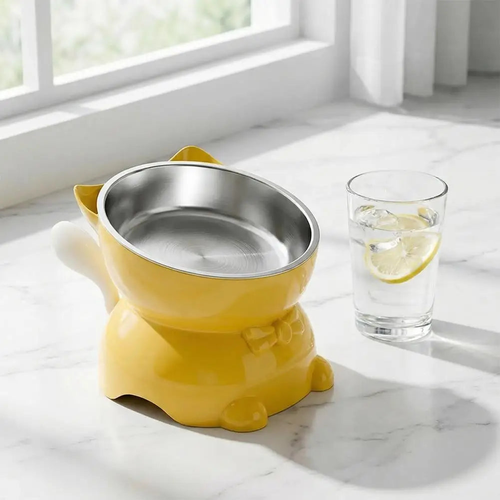 Tilted Cat Bowl with Cute Cat-Ear Stand
