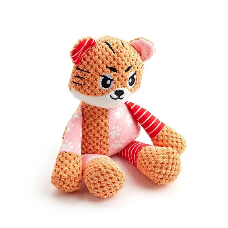 Interactive Plush Dog Toy with Squeaker Bite Resistant Animal Design Teeth Cleaning Grinding for Pet Supplies Squeaky Plush Toys