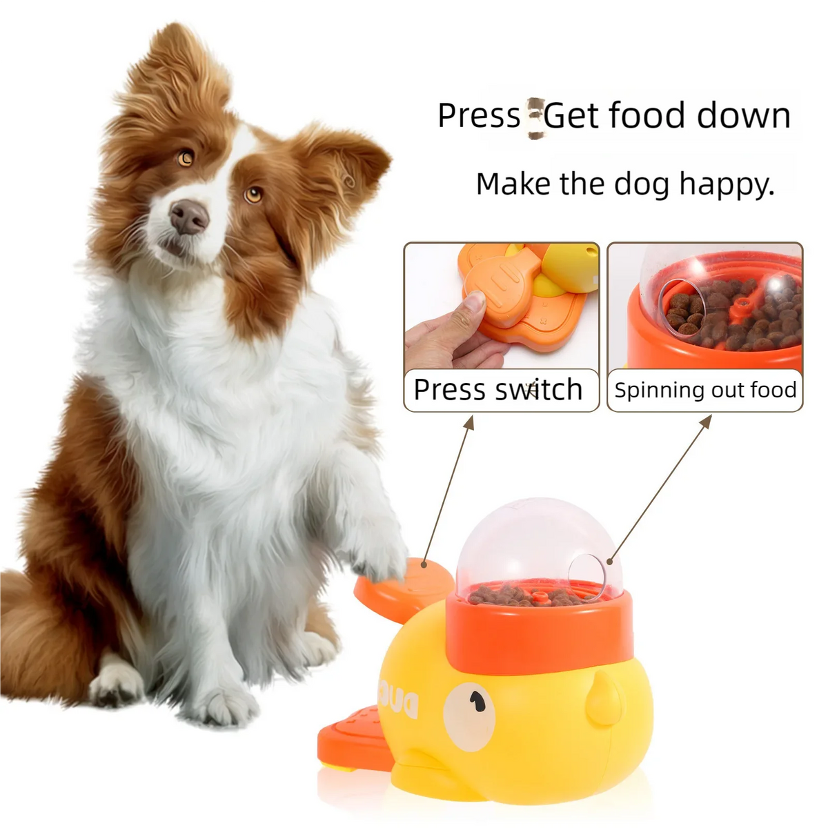 Yellow Rubber Duck-Shaped Interactive Feeder for Dogs and Cats: A Treat Dispensing Puzzle Toy Designed for Pet Training