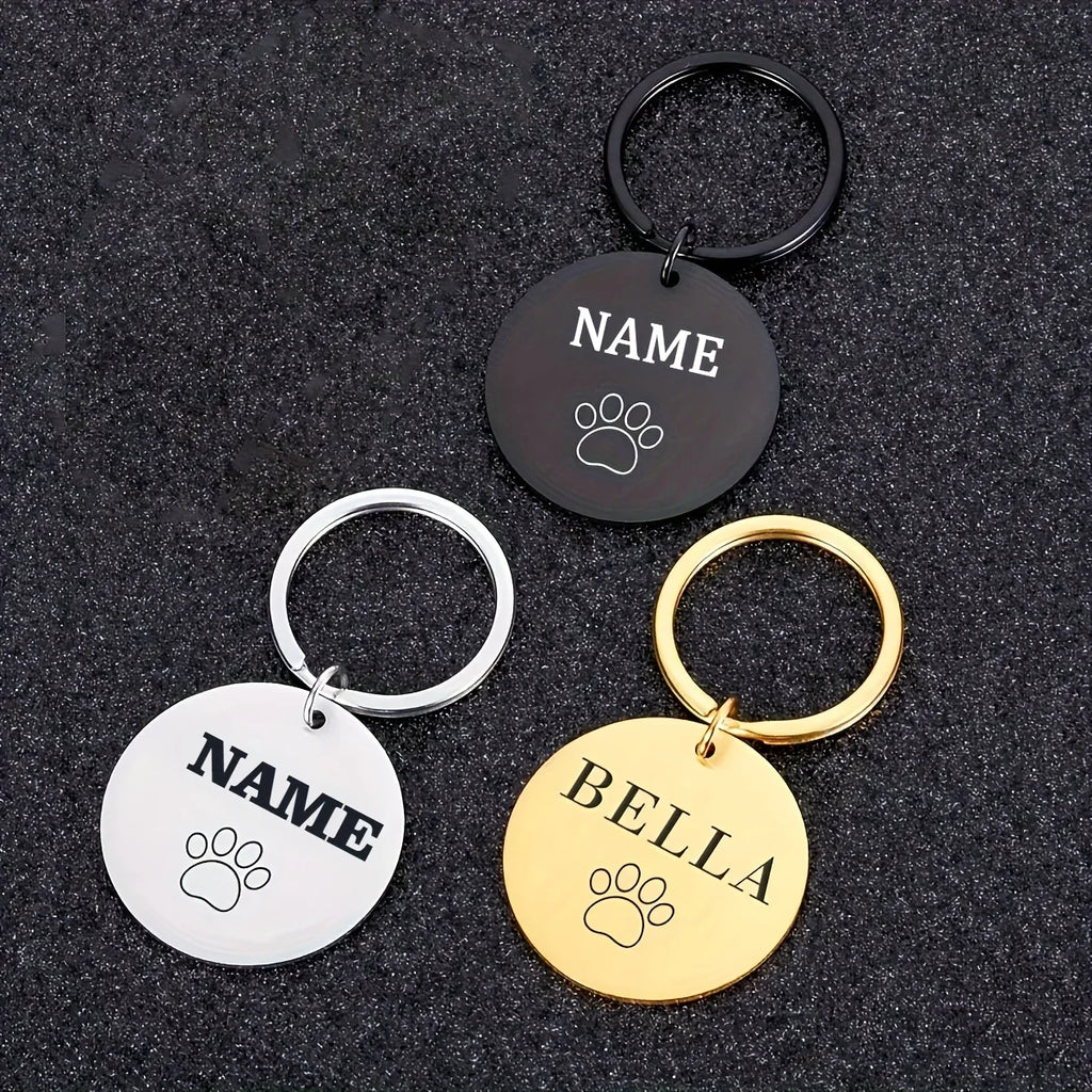 1pc Romantic dog footprint Customized Name and text Cat Dog ID Tag Engraved Name with Cute Symbols Personalized Pet ID Pet Tag