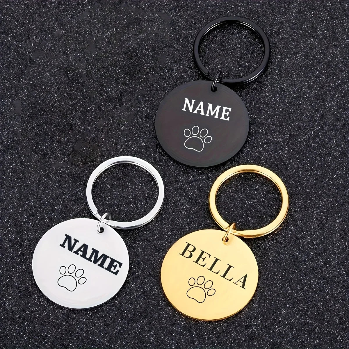 1pc Romantic dog footprint Customized Name and text Cat Dog ID Tag Engraved Name with Cute Symbols Personalized Pet ID Pet Tag