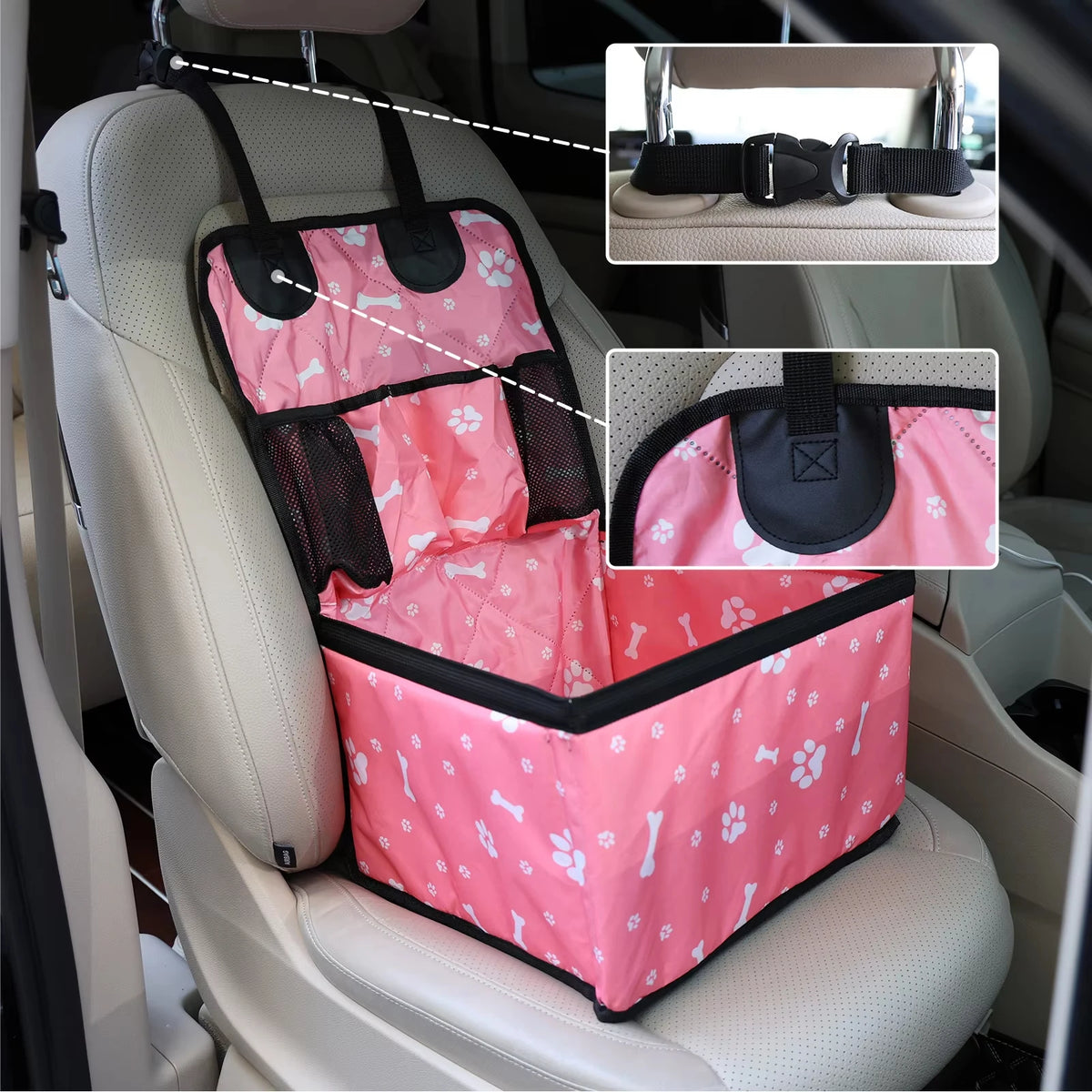 Dog Car Seat with Storage Pocket,Travel Dog Bag Cover Folding Hammock Pet Carriers and Travel Gear for Small Medium Dog Supplies