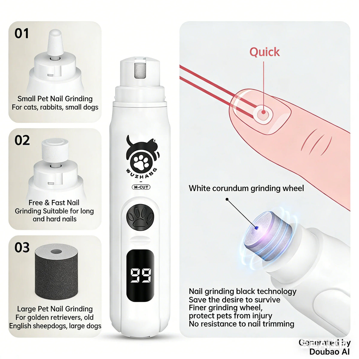 Electric Pet Nail Grinder & Clipper for Dogs & Cats