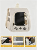 Breathable Oxford Pet Cat Carrier Backpack for Small Dogs, Portable Transparent Travel Outdoor Bag with Side Mesh Pockets, Airy