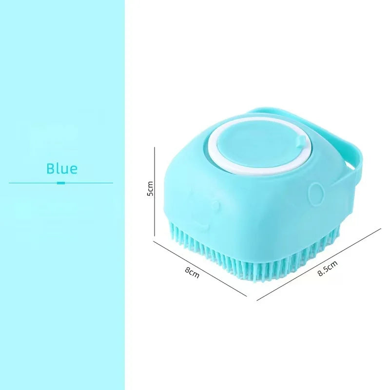 Pet Dog Shampoo Brush 2.7oz 80ml Cat Massage Comb Grooming Scrubber for Bathing Short Hair Soft Silicone Rubber