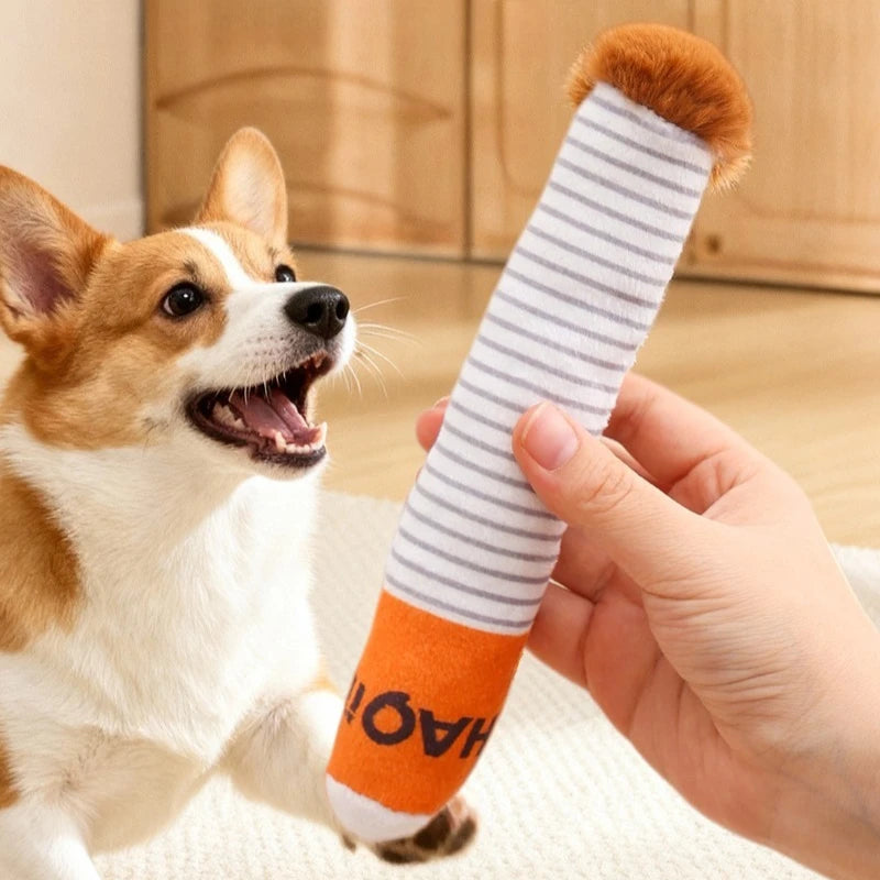 Interactive Plush Dog Toys Creative Cigarette Interactive Funny Dog Toys Plush Chewing Toy Squeak Dog Toy Pet Gifts