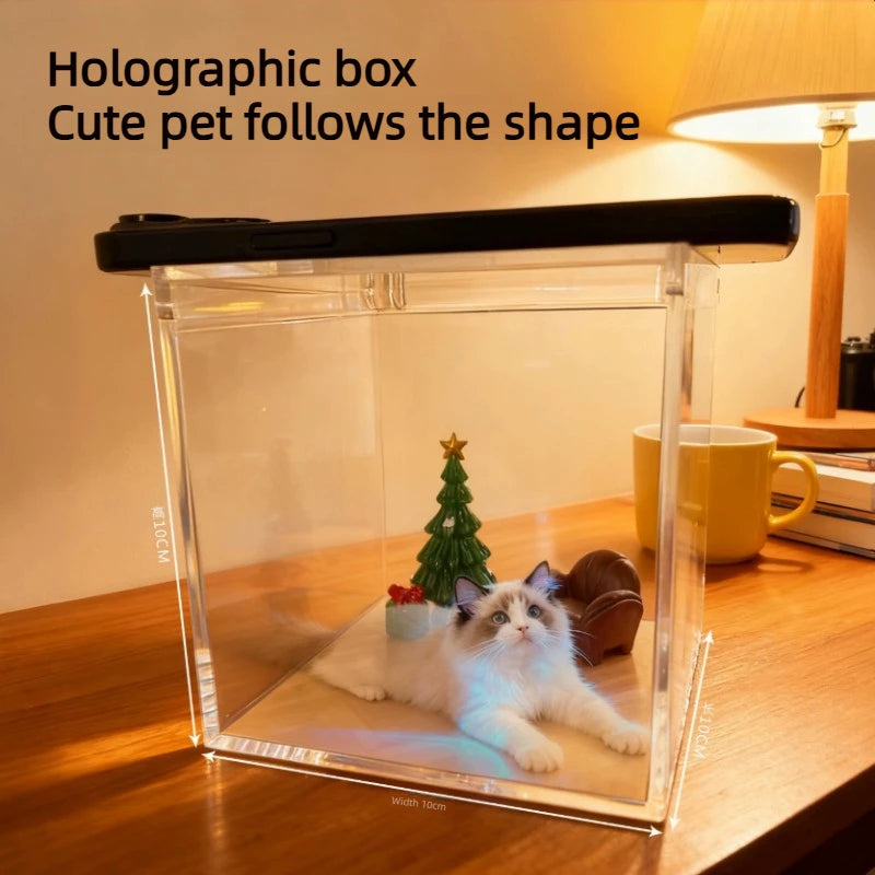 Pet Memorial Holographic Ornament, DIY Hologram Digital Photo House Decor, High Light‑Transmission Commemorative Pet Keepsake