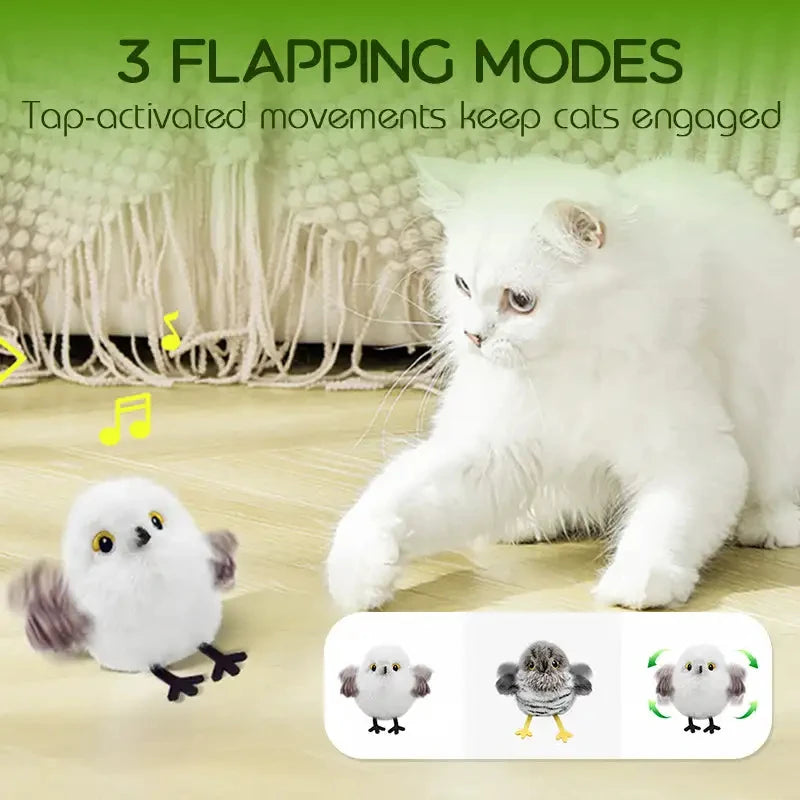 Electric Flapping Bird Cat Toy with Teasing Stick