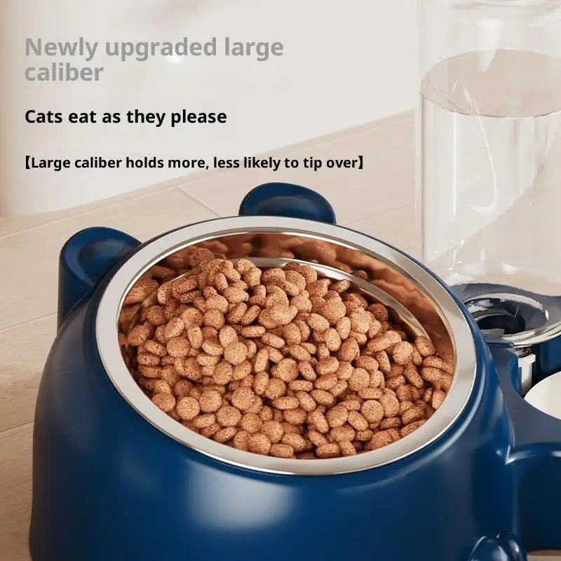 Pet Bowl 2-in-1 Auto Water Feeder, Tilted Elevated Cat Dog Bowl For Food & Water