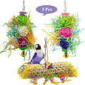 Hanging Wooden Block and Bead Chew Toy for Birds