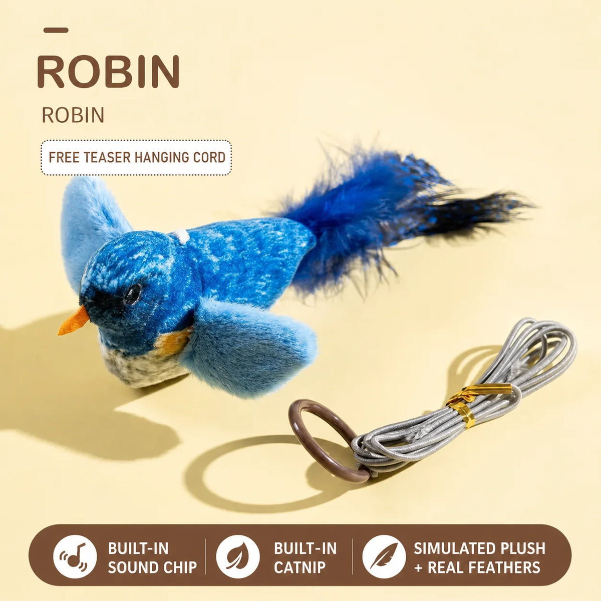 1/3Pcs Interactive Electric Bird Toy for Cats Chirping Sound Flapping Wings Plush Chew Bite Toy for Kittens Indoor Play