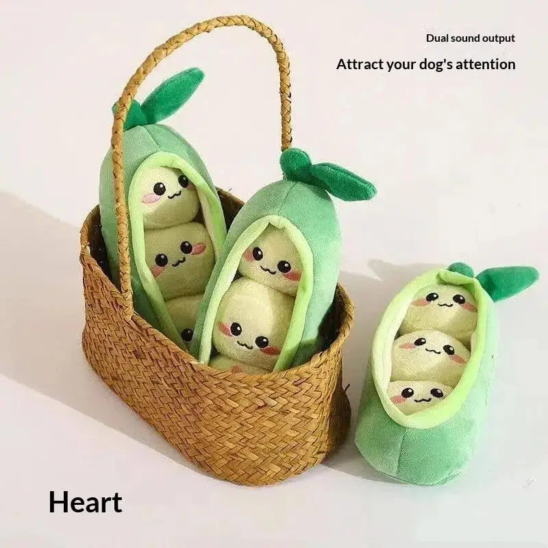 Pea Pod Pet Chew Toy Soft Plush Squeaky Bite Resistant Teeth Grinding for Small Pets Cats Dogs Home Entertainment