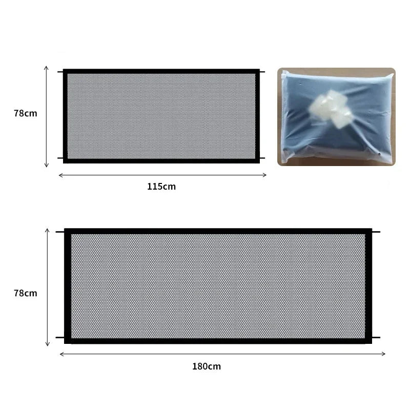 Folding Mesh Pet Barrier with 4 Hooks, 3 Widths