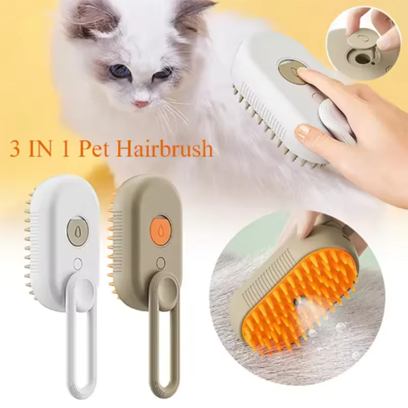 Cat Pet Beauty Produc Spray Massage Brush One Button Steam Spray Folding Rotatable Floating Hair Bath Hair Removal Brush Comb