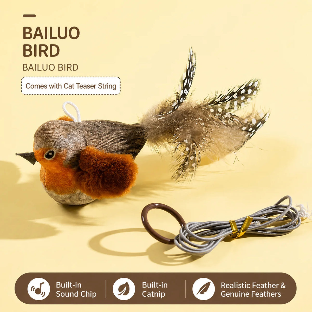 1/3Pcs Interactive Electric Bird Toy for Cats Chirping Sound Flapping Wings Plush Chew Bite Toy for Kittens Indoor Play