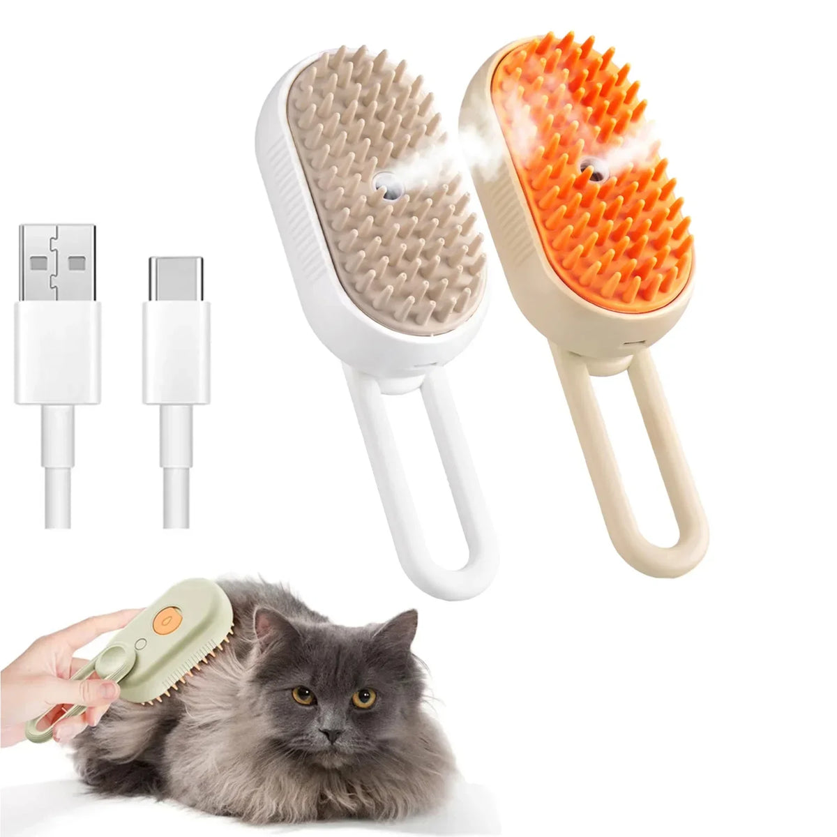 3-in-1 Steam Grooming Brush for Cats & Dogs – 1 or 2 Pack