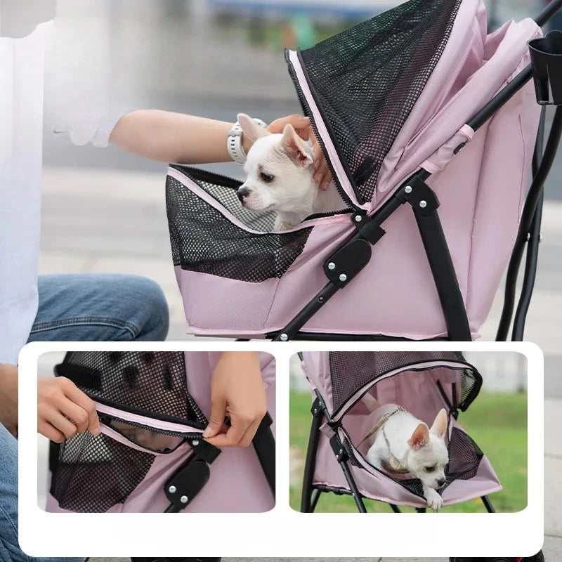 Pet Stroller, Cat Dog Stroller Cat Teddy Bear for Outdoor Activities Lightweight and Foldable Small Pet Dog