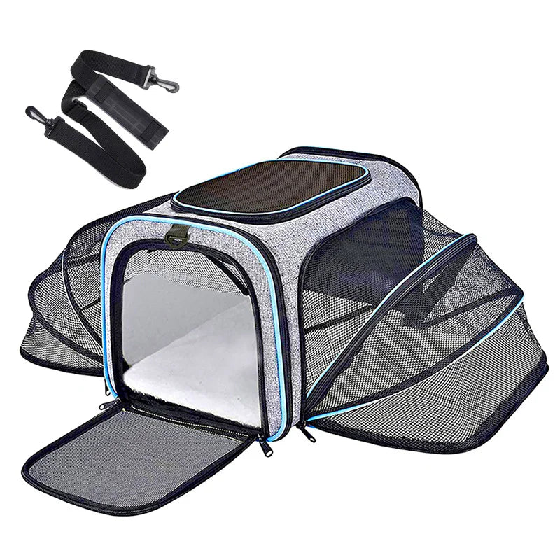 Airline-Approved Expandable Pet Carrier for Small Dogs & Cats – Soft-Sided Collapsible Travel Bag with 4-Way Access