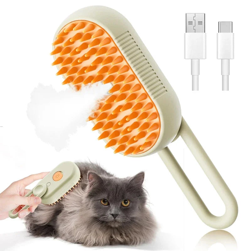 Cat Steam Brush Comb with Water Spray – Wood Comb Option