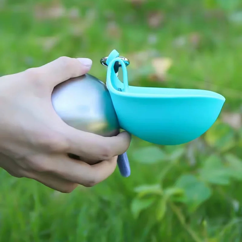 Pet Stainless Steel Foldable Spherical Water Bottle Portable Dog Bowl Suitable for Outdoor Use