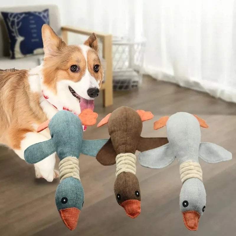 1Pcs Durable Goose Squeaky Chew Toys for Dogs and Cats Teeth Cleaning Pet Supplies Cute Safe Material Sturdy