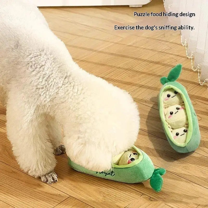 Pea Pod Pet Chew Toy Soft Plush Squeaky Bite Resistant Teeth Grinding for Small Pets Cats Dogs Home Entertainment