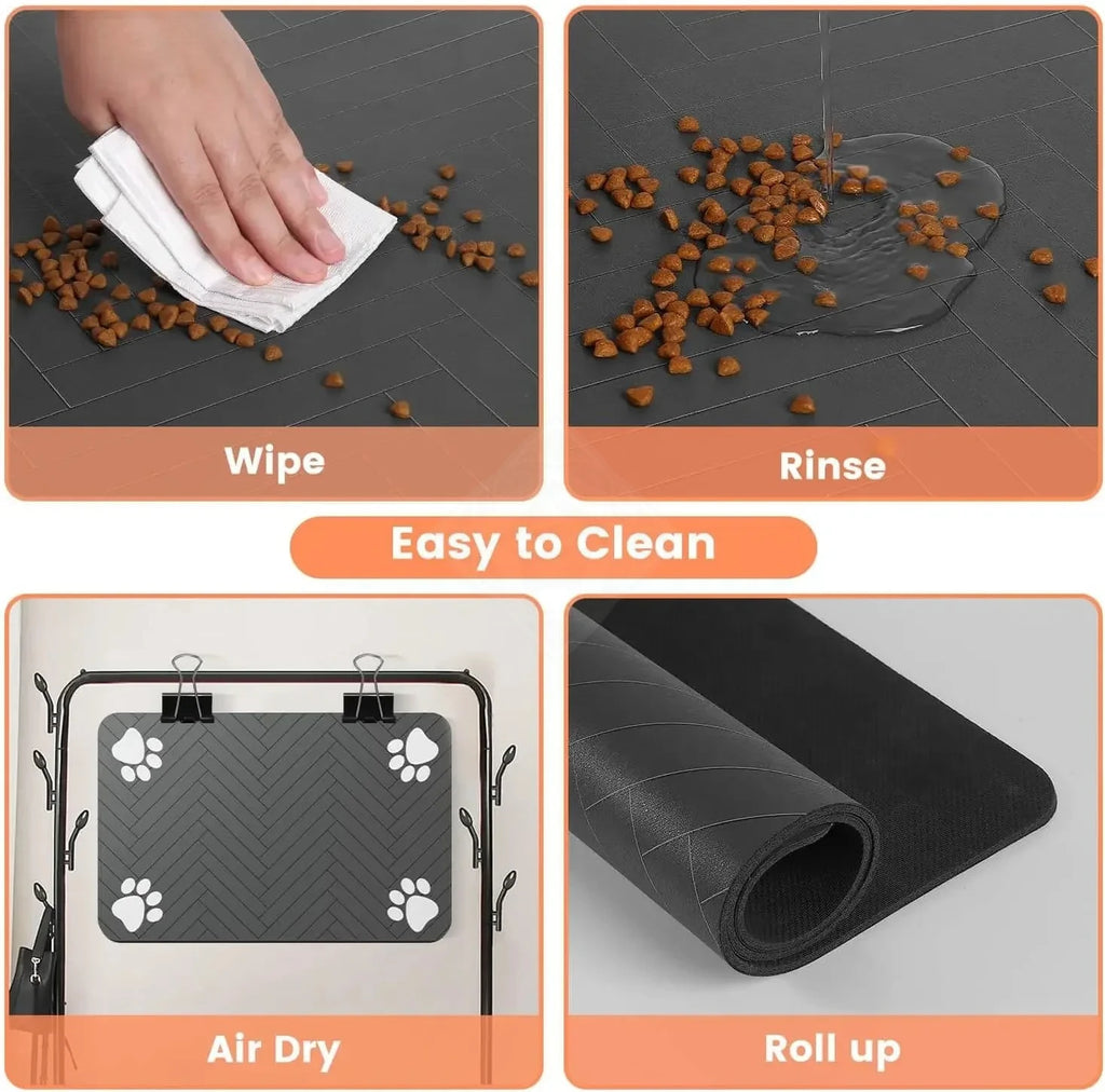 S（Little Kitten）、M、L Absorbent Pet Feeding Mat, Waterproof Placemat for Dog & Cat Food & Water Bowls, Quick-Dry Rubber Backing