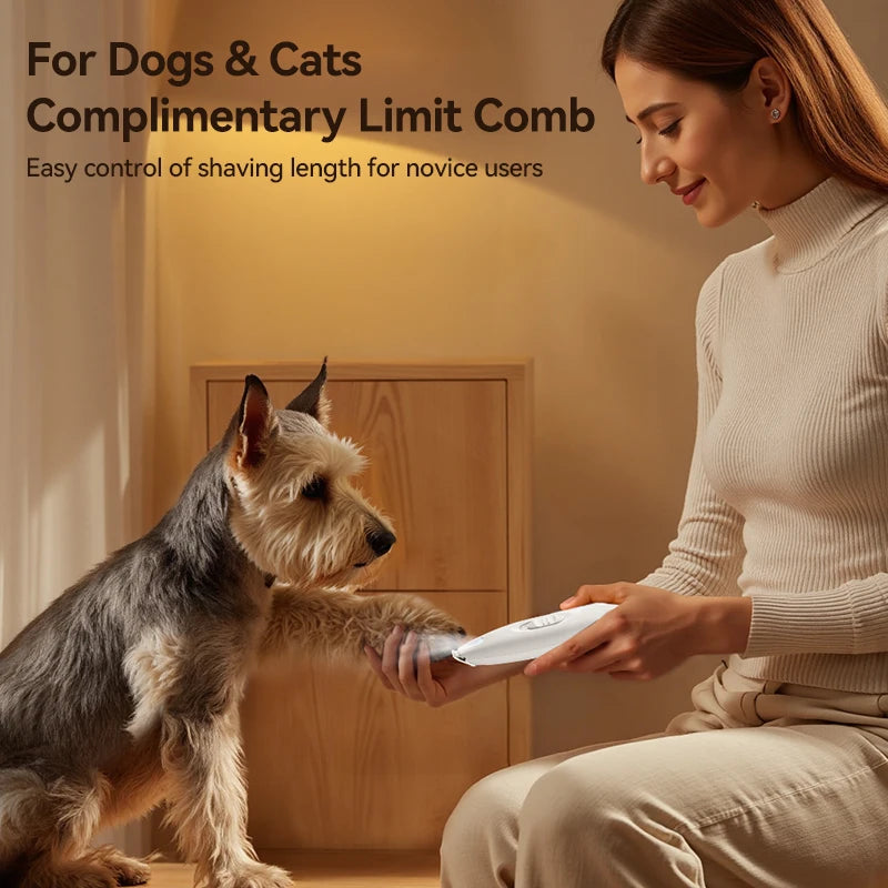 ROJECO Pet Electric Clipper For Cat Claw Foots Hair Trimmer With LED Light Rechargeable Dog Foot Haircut Shaver Grooming Supply