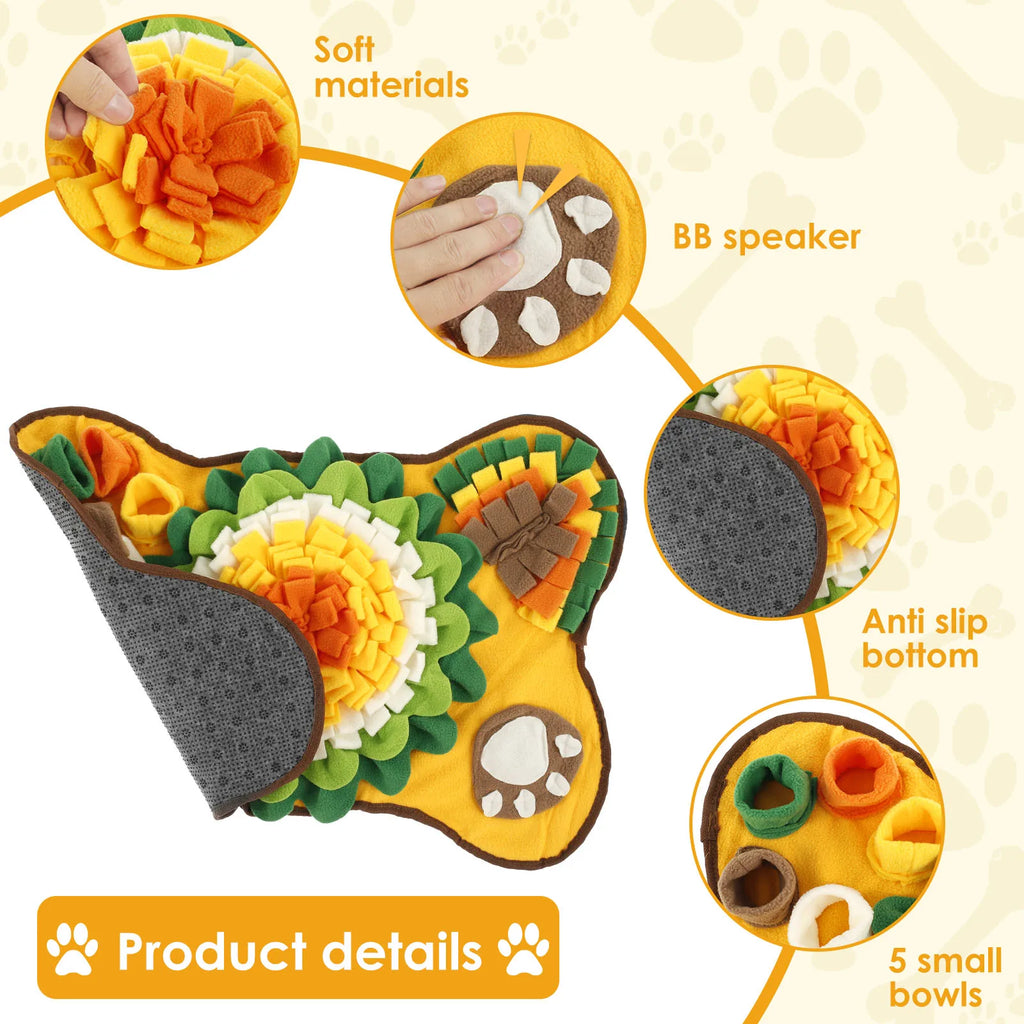Pet Snuffle Mat Anti Slip Dogs Sniff Pad Soft Polyester Interactive Dog Treat Dispenser Mat for Pet Smell Training & Slow Feeder