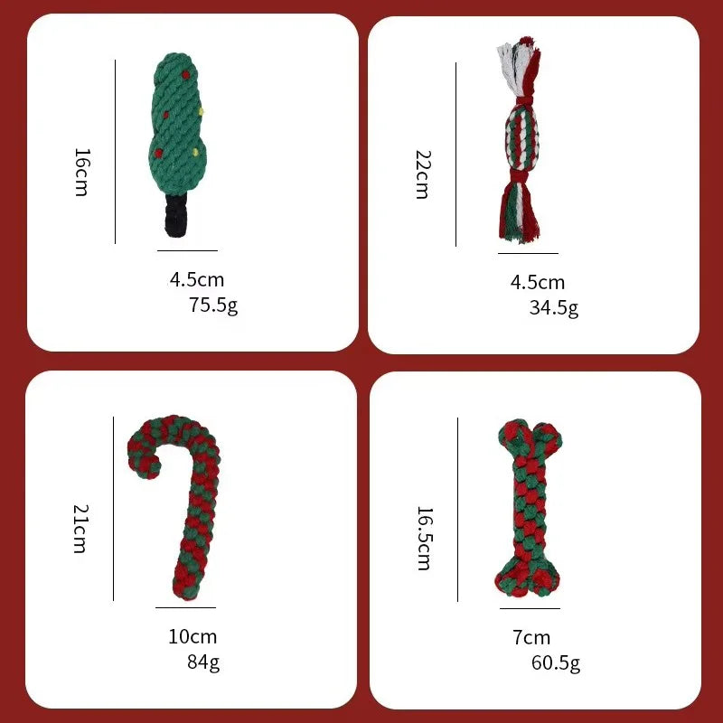 Chew-resistant Pet Chew Toy Cotton Rope Interactive Bone Shape Christmas Tree For Dogs Puppy Teeth Cleaning Relieve Boredom Toys