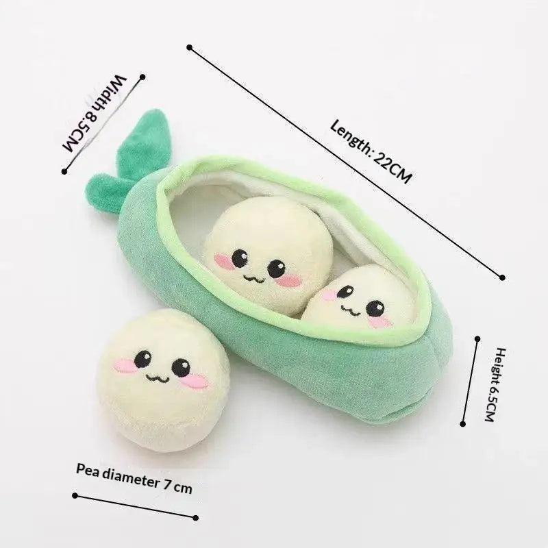 Pea Pod Pet Chew Toy Soft Plush Squeaky Bite Resistant Teeth Grinding for Small Pets Cats Dogs Home Entertainment