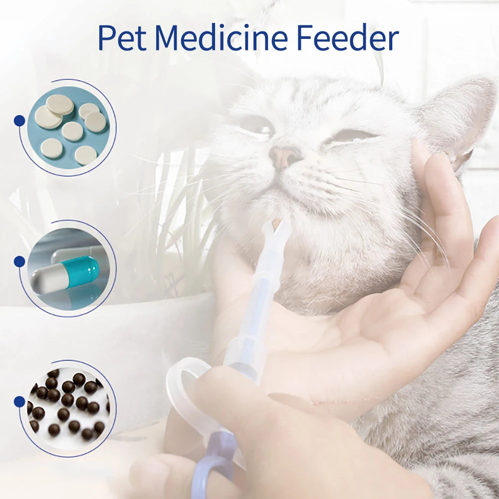 Pet Pills Applicator Cats Dogs Syringe Medicine Feeder Insect Repellent Supplies Can Clip Pills Cats and Dogs Pet Water Feeder